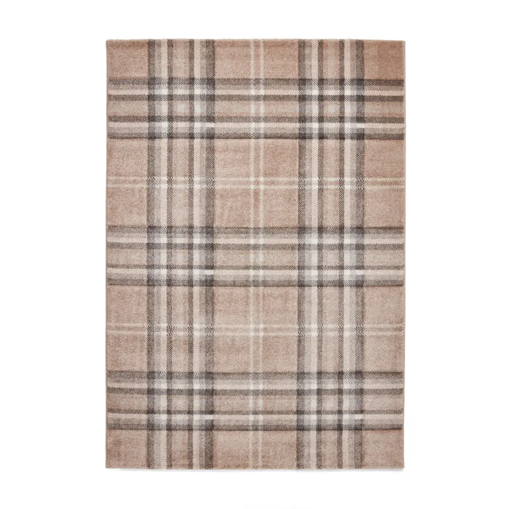 Catherine Lansfield Kelso Check Beige - Washable - Image 3