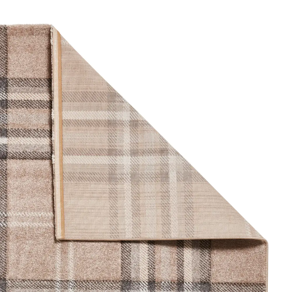 Catherine Lansfield Kelso Check Beige - Washable - Image 4
