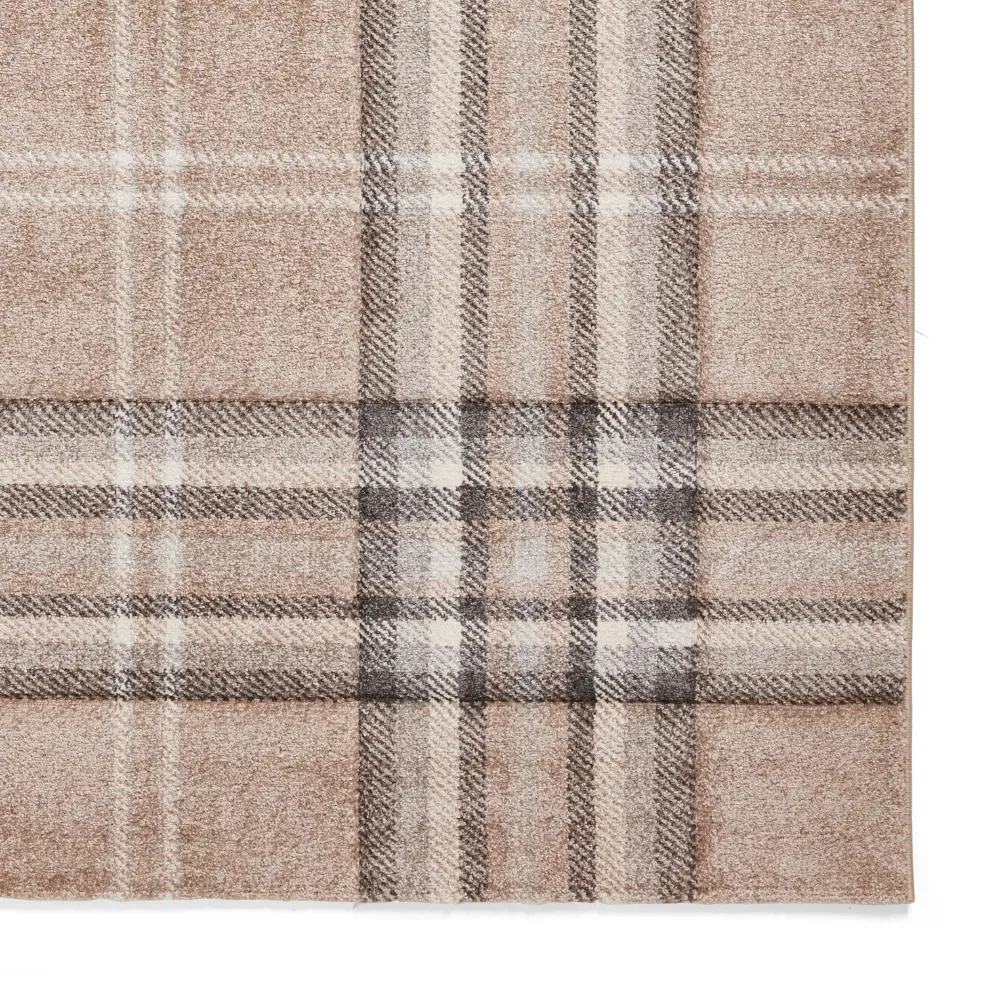 Catherine Lansfield Kelso Check Beige - Washable - Image 5