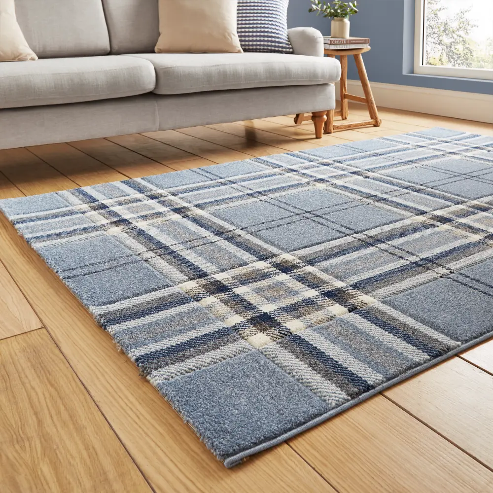 Catherine Lansfield Kelso Check Blue - Washable