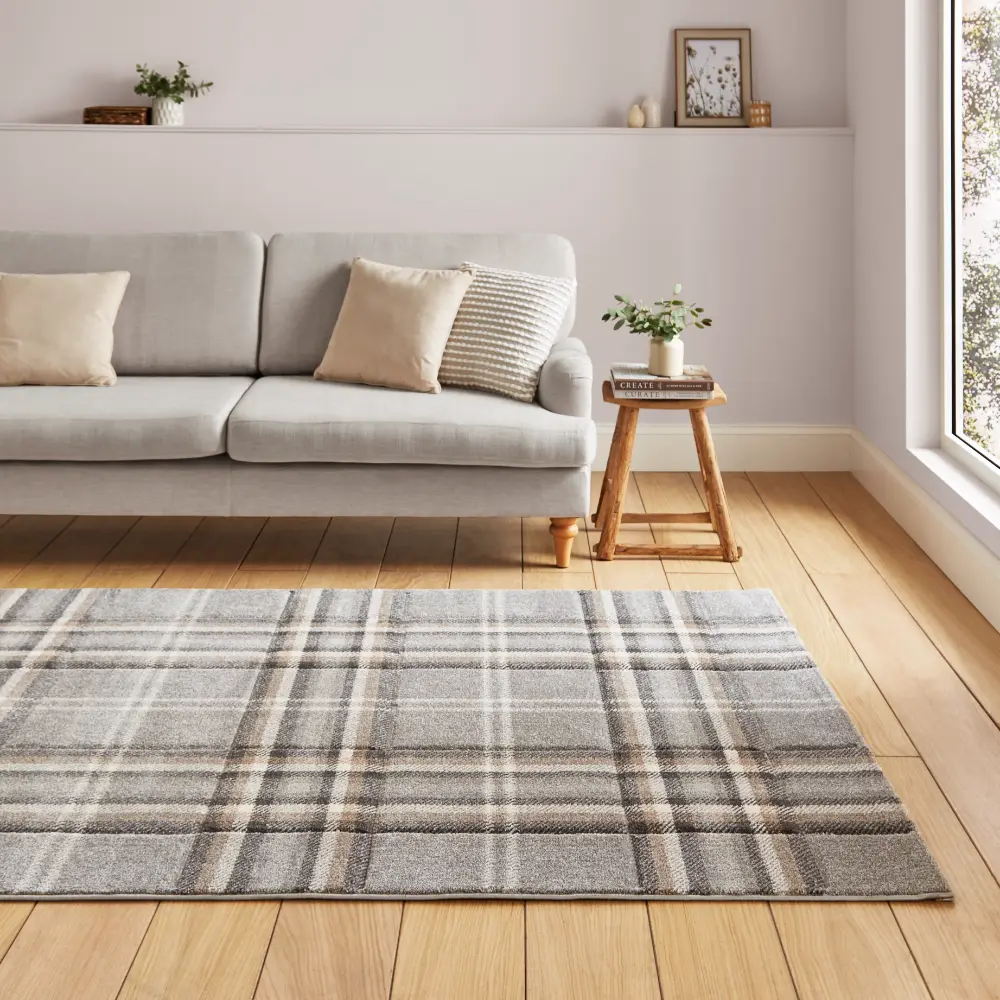Catherine Lansfield Kelso Check Grey - Washable - Image 2