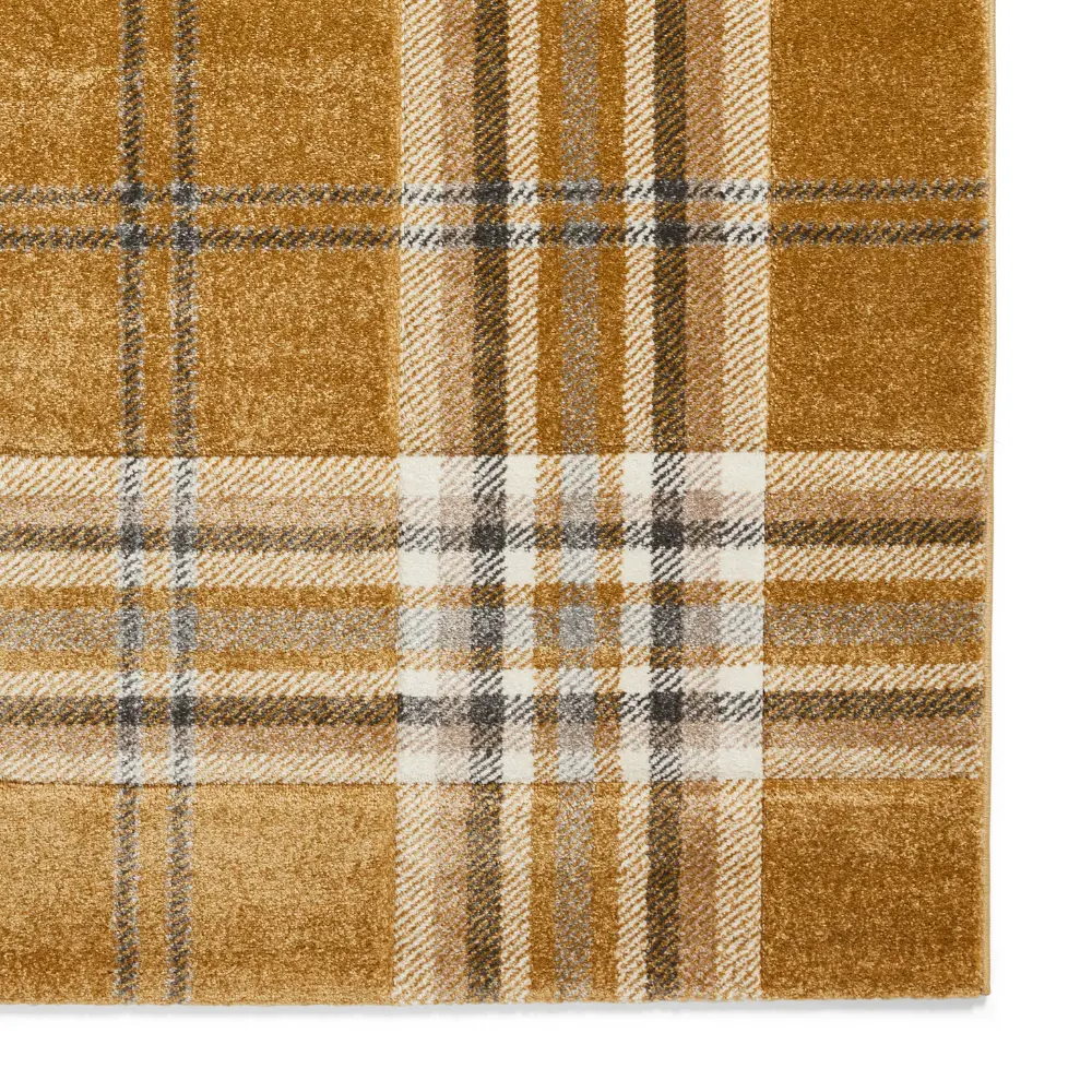 Catherine Lansfield Kelso Check Ochre - Washable - Image 4