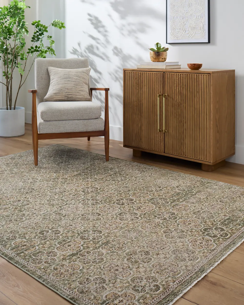 Myrtle Avenue II Galey Alix X Livabliss Vintage Oriental Boho Olive Rug - Image 4