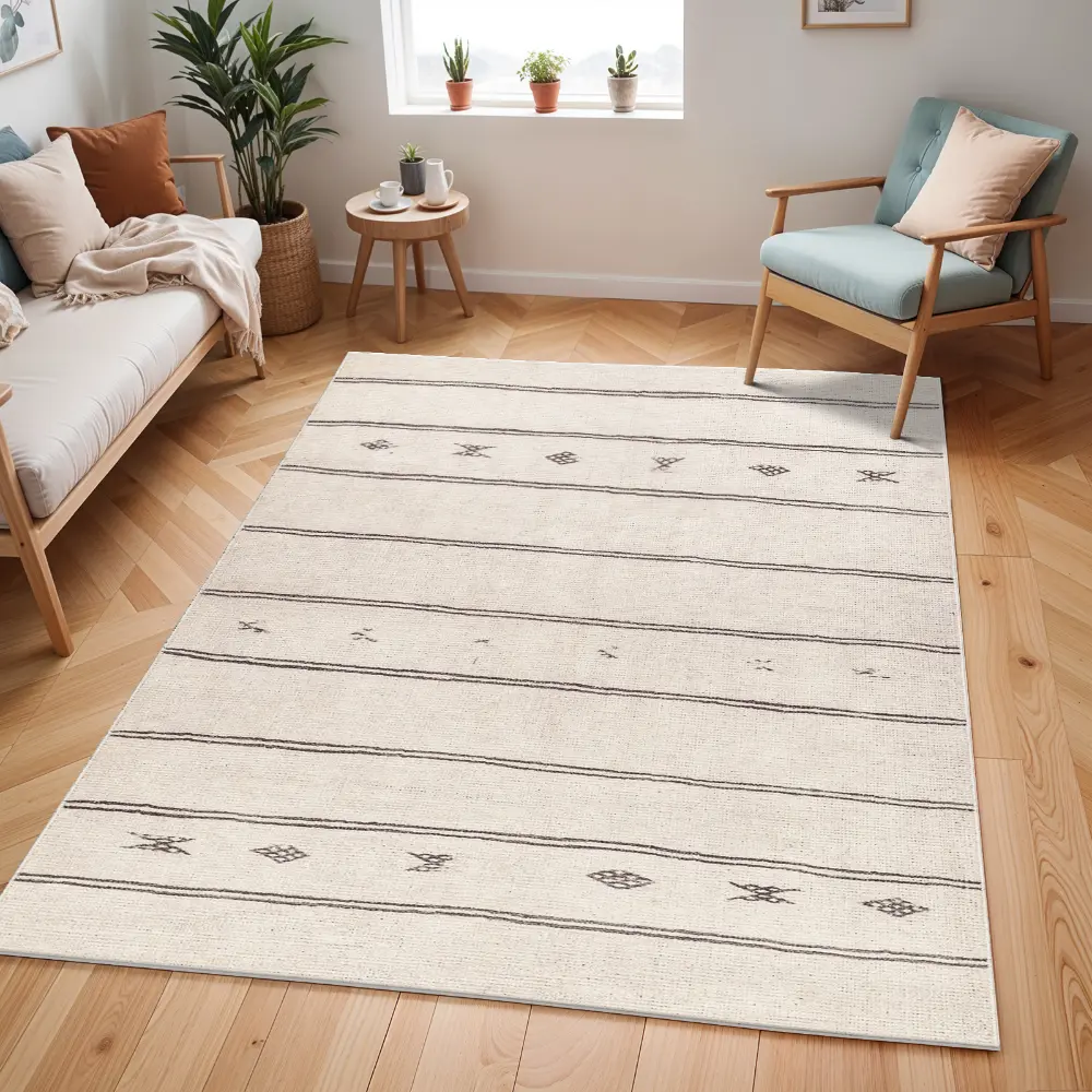 Rivi Becki Owens X Livabliss Global Scandi Beige/Dark Brown Rug - Image 2