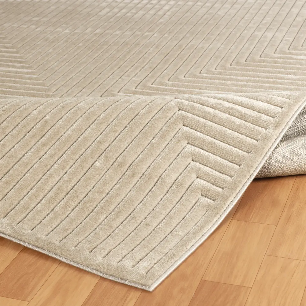 Kiyoshi In- & Outdoor 3D High & Low Pile Textured Beige Rug - Image 11