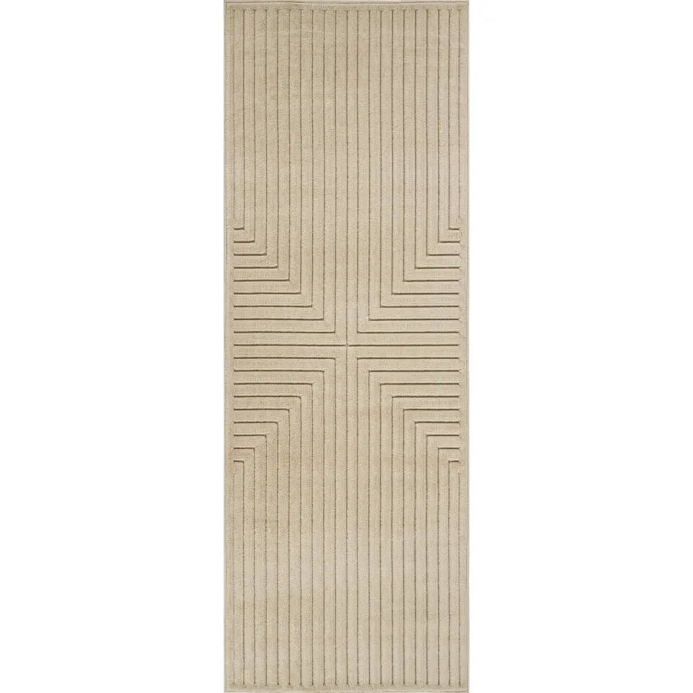 Kiyoshi In- & Outdoor 3D High & Low Pile Textured Beige Rug - Image 5