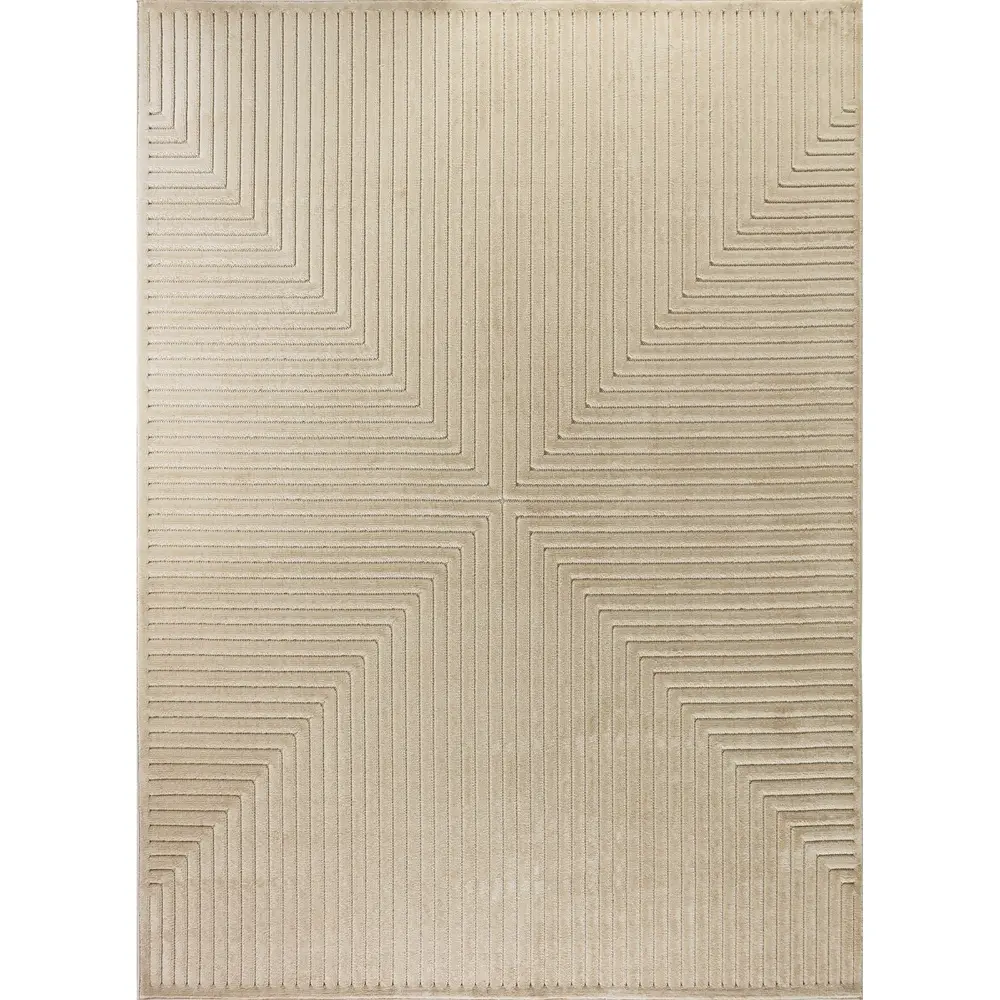 Kiyoshi In- & Outdoor 3D High & Low Pile Textured Beige Rug - Image 6