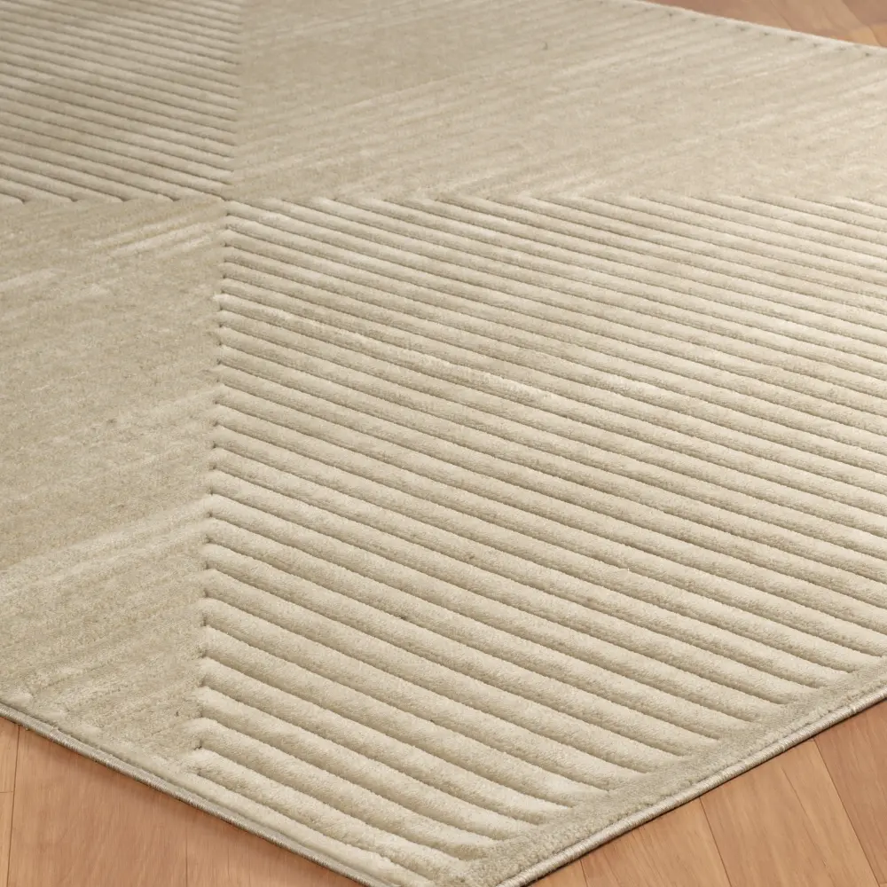 Kiyoshi In- & Outdoor 3D High & Low Pile Textured Beige Rug - Image 7