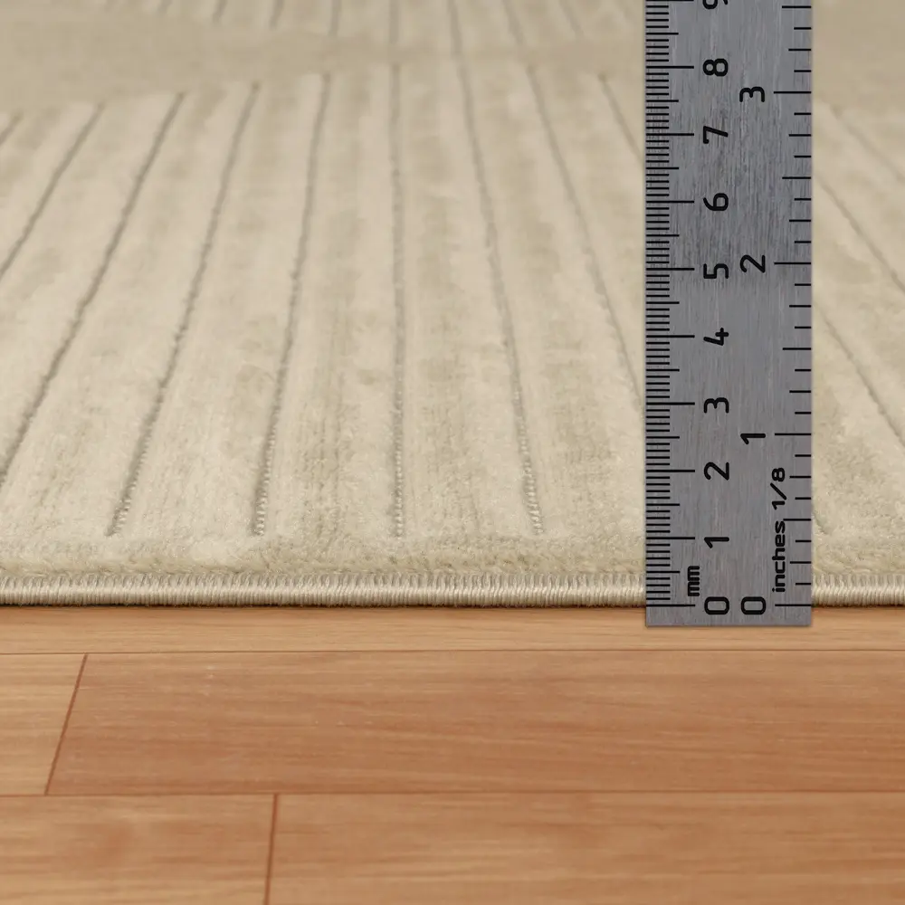 Kiyoshi In- & Outdoor 3D High & Low Pile Textured Beige Rug - Image 8
