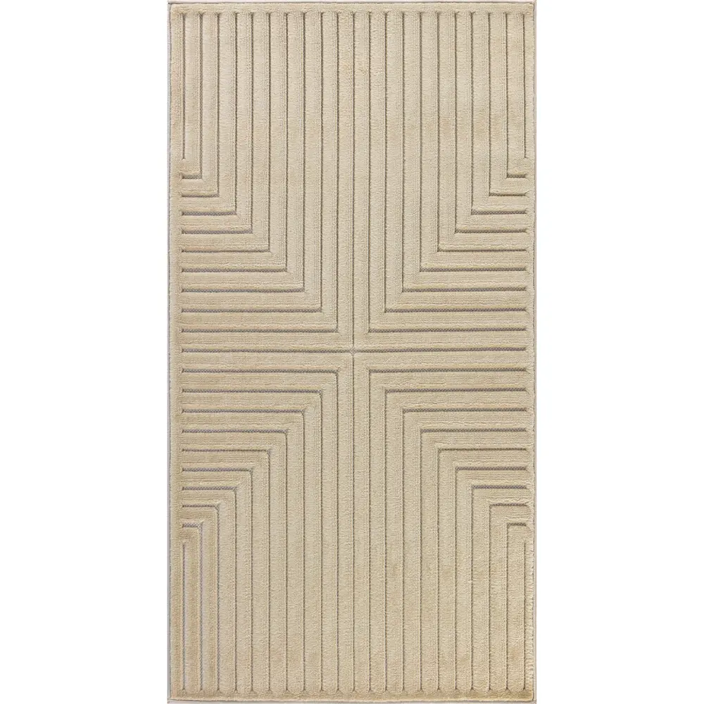 Kiyoshi In- & Outdoor 3D High & Low Pile Textured Beige Rug - Image 9