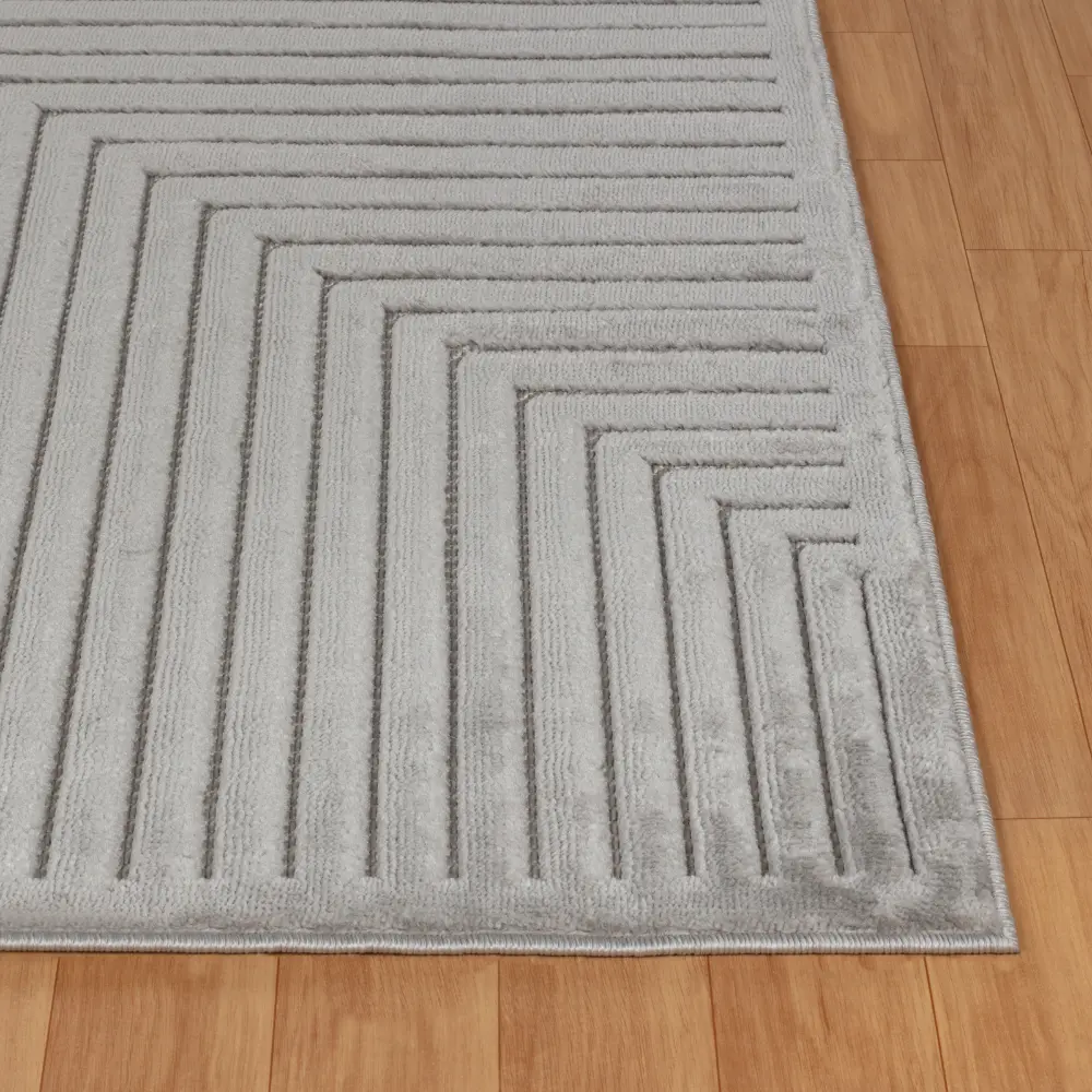 Kiyoshi In- & Outdoor 3D High & Low Pile Textured Grey Rug - Image 5