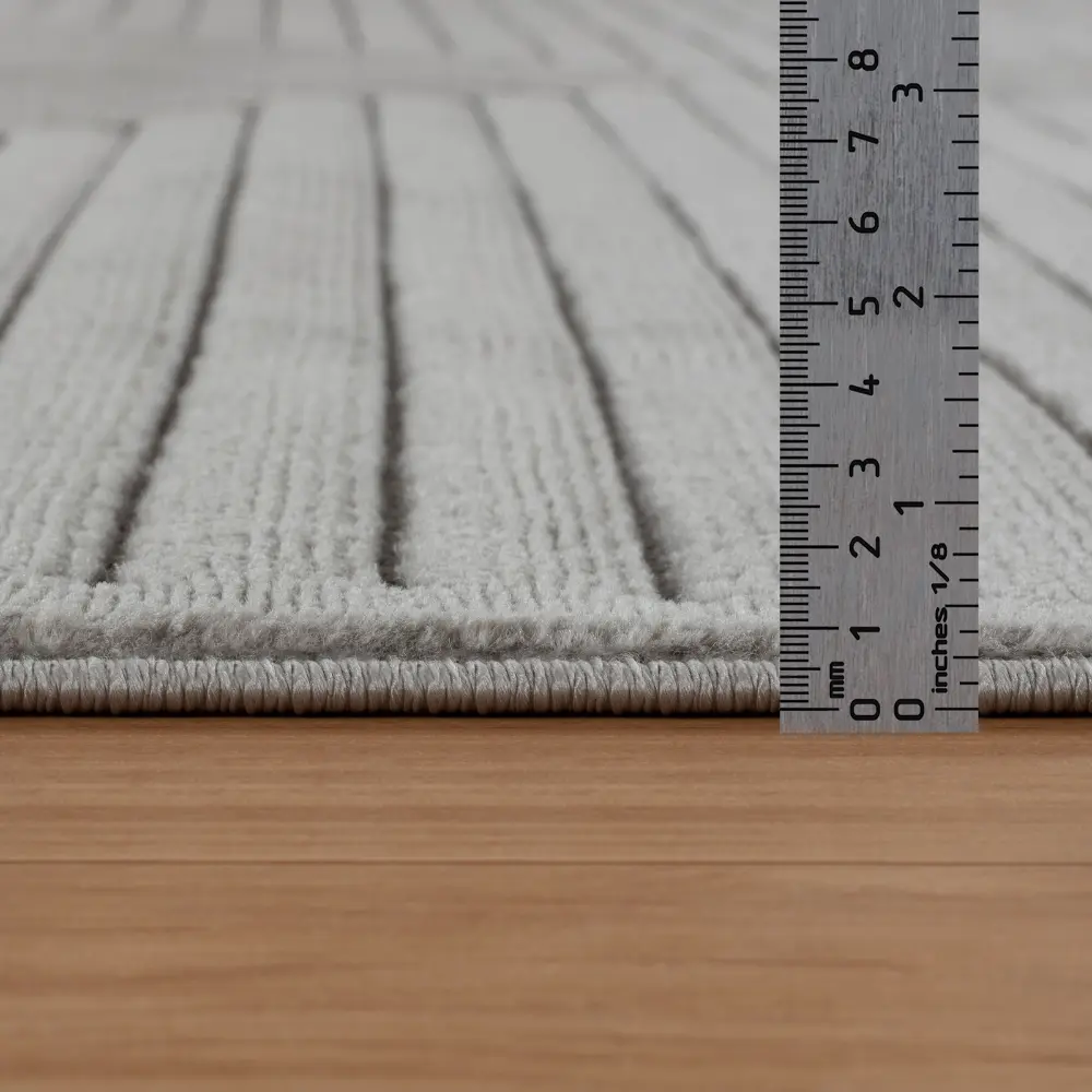 Kiyoshi In- & Outdoor 3D High & Low Pile Textured Grey Rug - Image 6