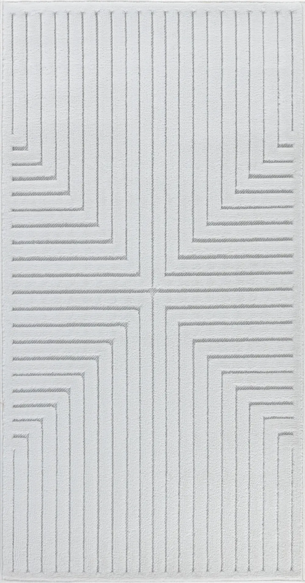 Kiyoshi In- & Outdoor 3D High & Low Pile Textured White Rug - Image 6