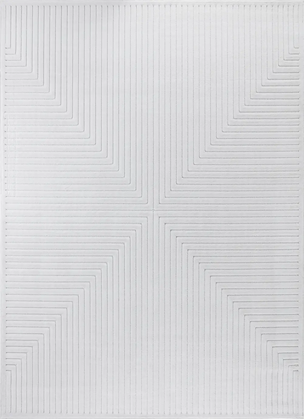 Kiyoshi In- & Outdoor 3D High & Low Pile Textured White Rug - Image 8