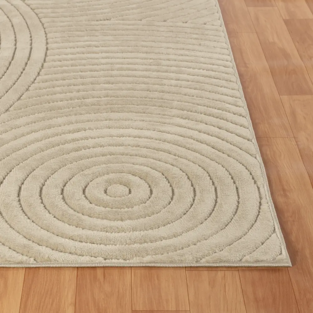 Koana In- & Outdoor 3D High & Low Pile Textured Beige Rug - Image 2