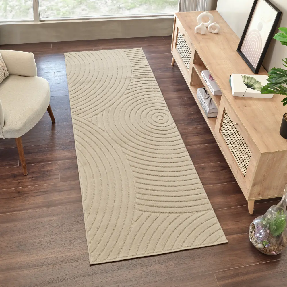 Koana In- & Outdoor 3D High & Low Pile Textured Beige Rug - Image 6