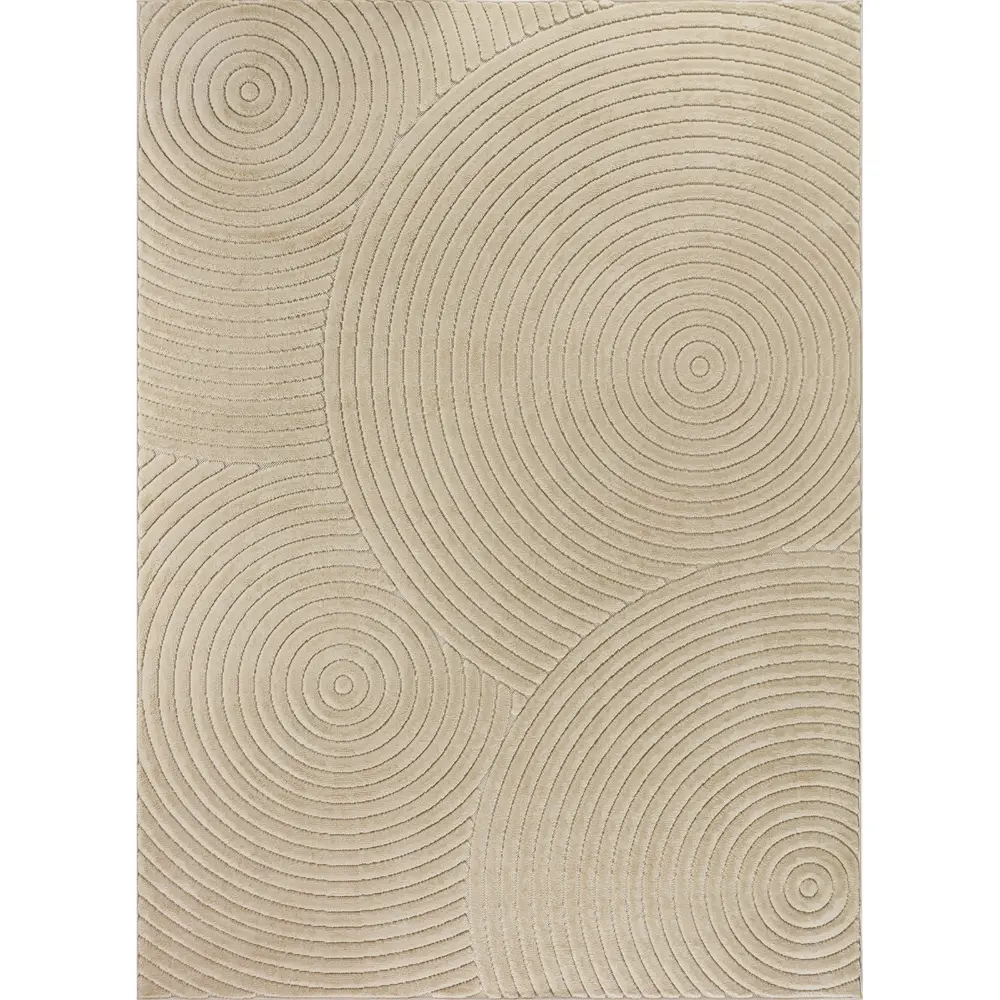 Koana In- & Outdoor 3D High & Low Pile Textured Beige Rug - Image 7