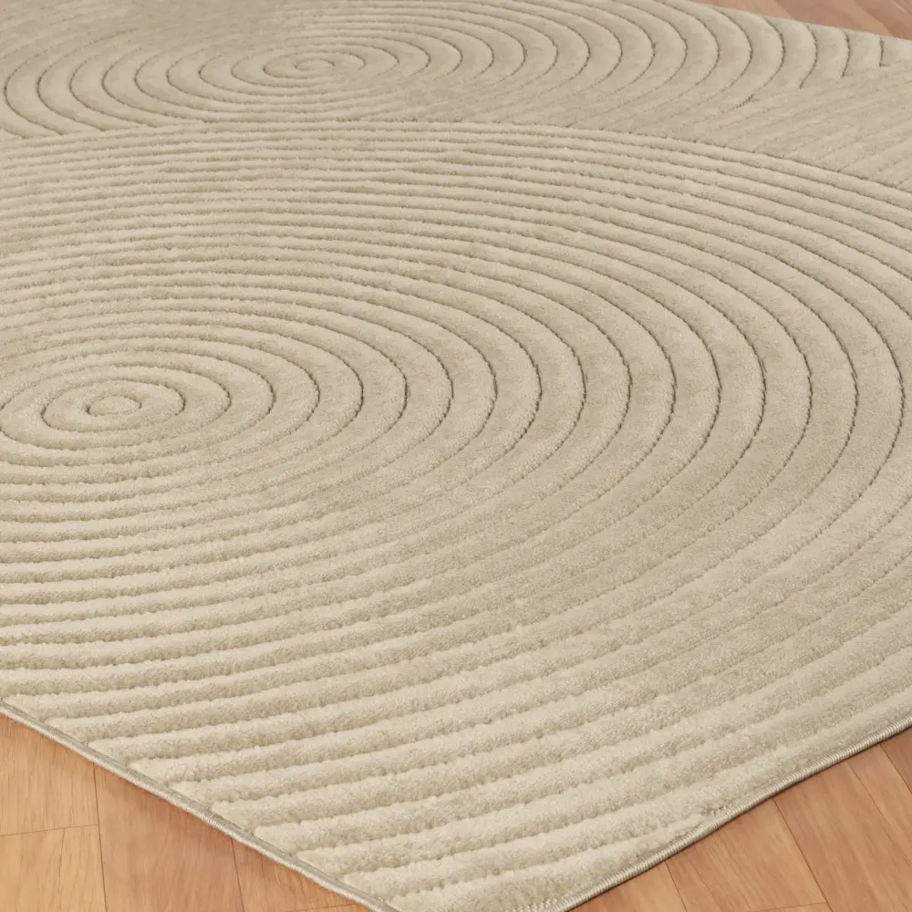 Koana In- & Outdoor 3D High & Low Pile Textured Beige Rug - Image 8