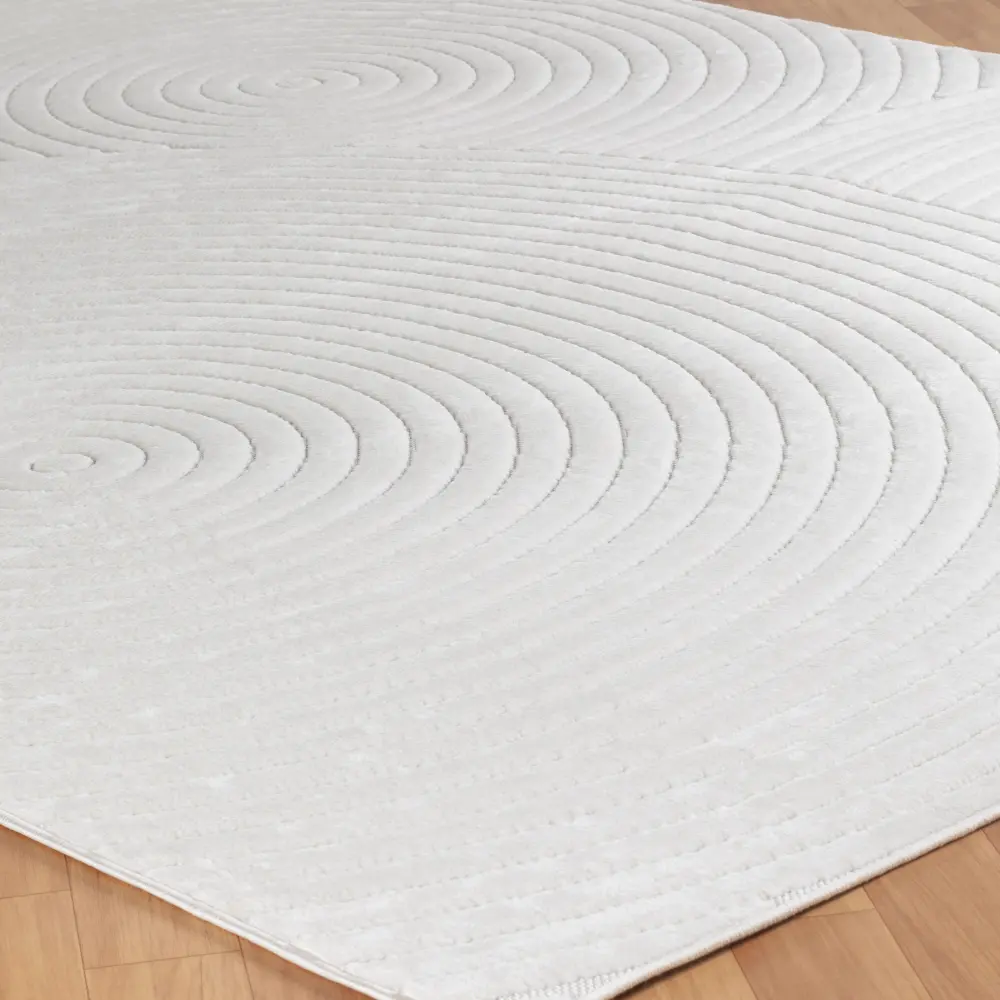 Koana In- & Outdoor 3D High & Low Pile Textured White Rug - Image 7