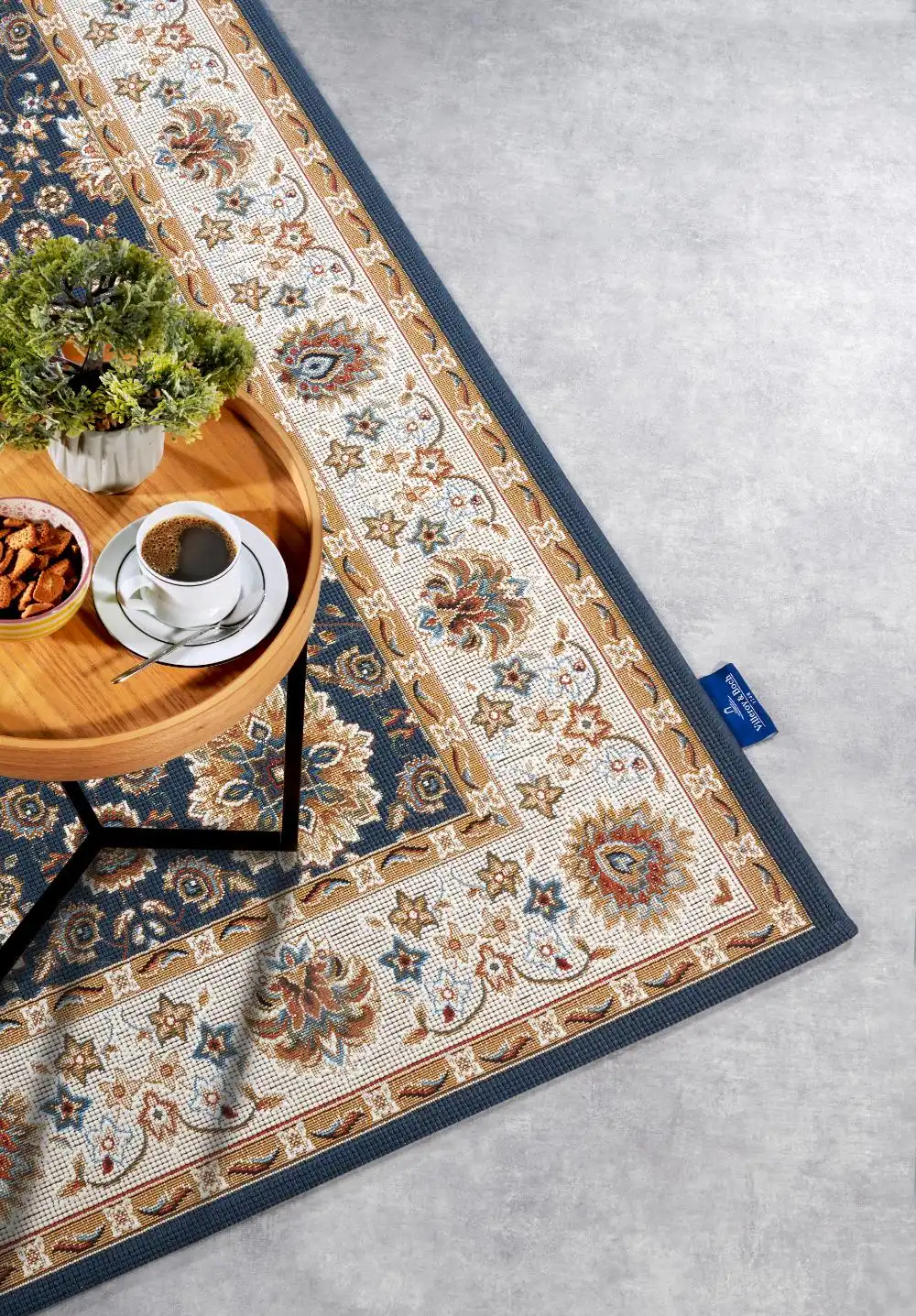 Kollektion 1767 106055 Blue Cream Rug - Image 6