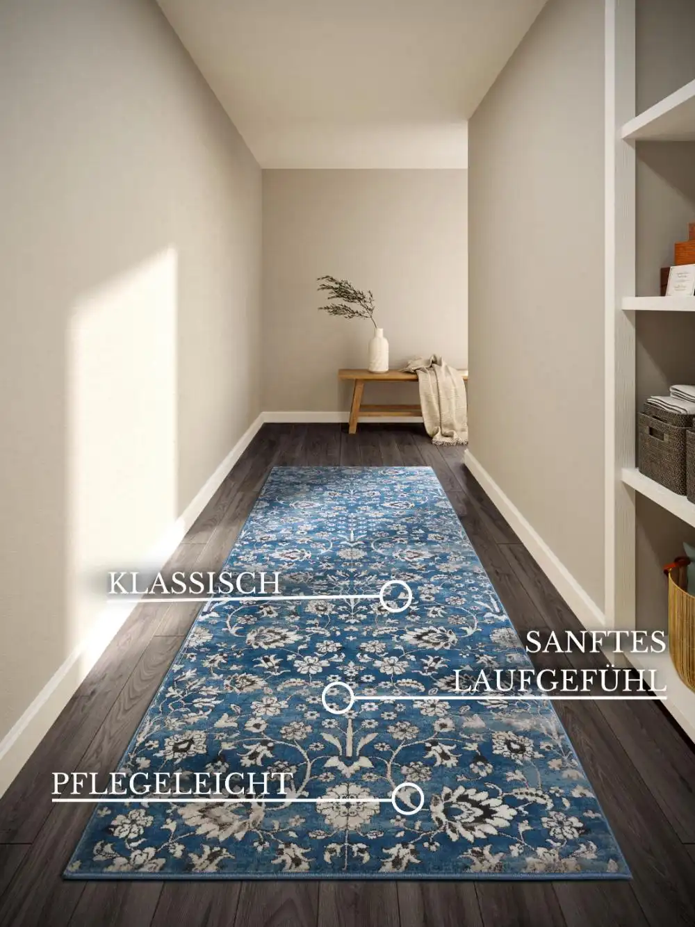 Kollektion 1869 106119 Blue Cream Rug - Image 3
