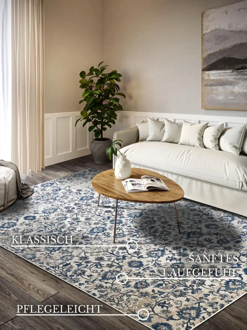 Kollektion 1869 106120 Cream Blue Rug