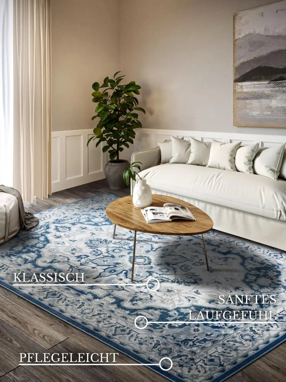 Kollektion 1869 106122 Cream Blue Rug