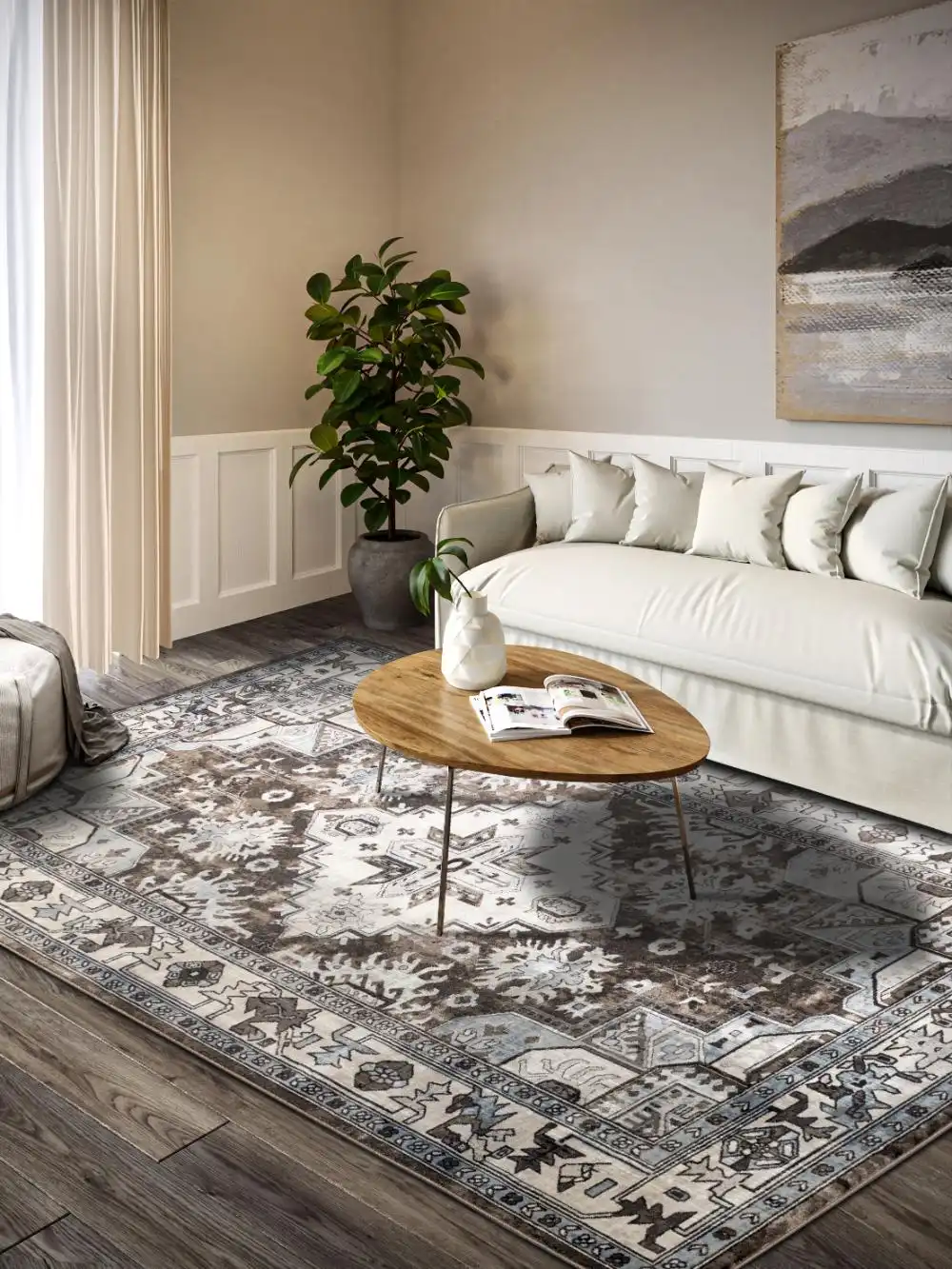 Kollektion 1869 106124 Brown Cream Rug