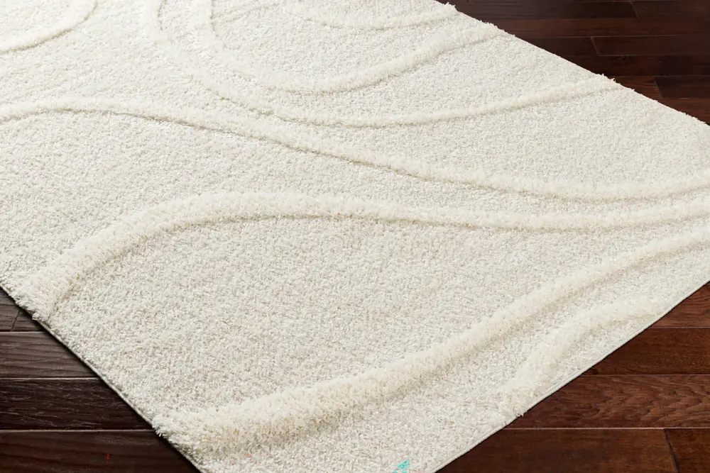 Kotira Shaggy Modern Plush Pile Beige Rug - Image 5