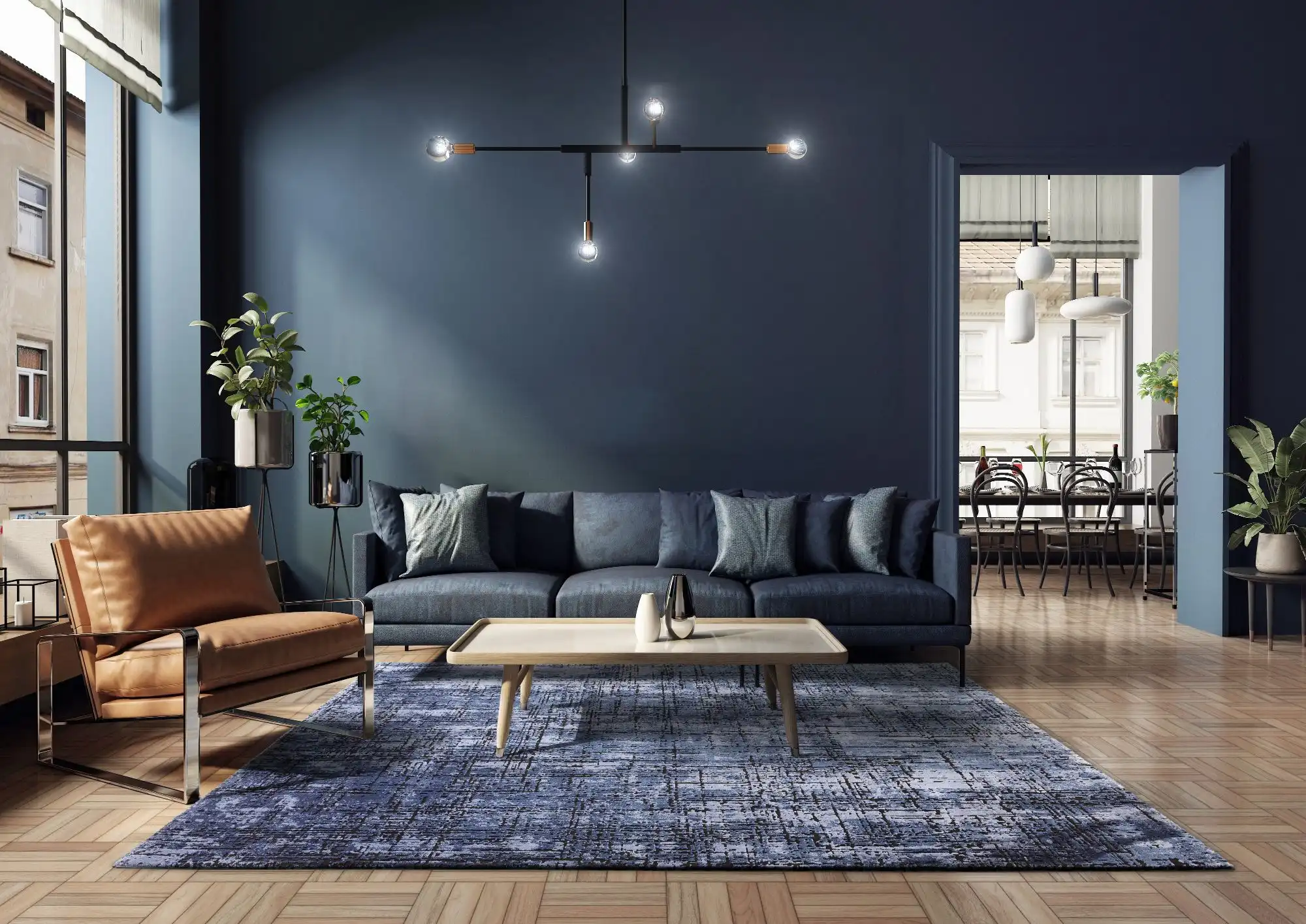 Kuza Abstract Navy Rug - Image 2