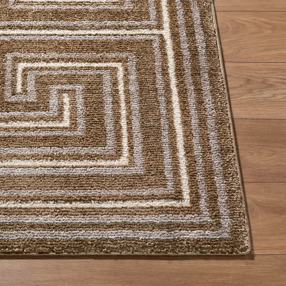 La Luna Global Brown Taupe Grey Graphic Living Dining Bedroom Rug LUU2311 - Image 7