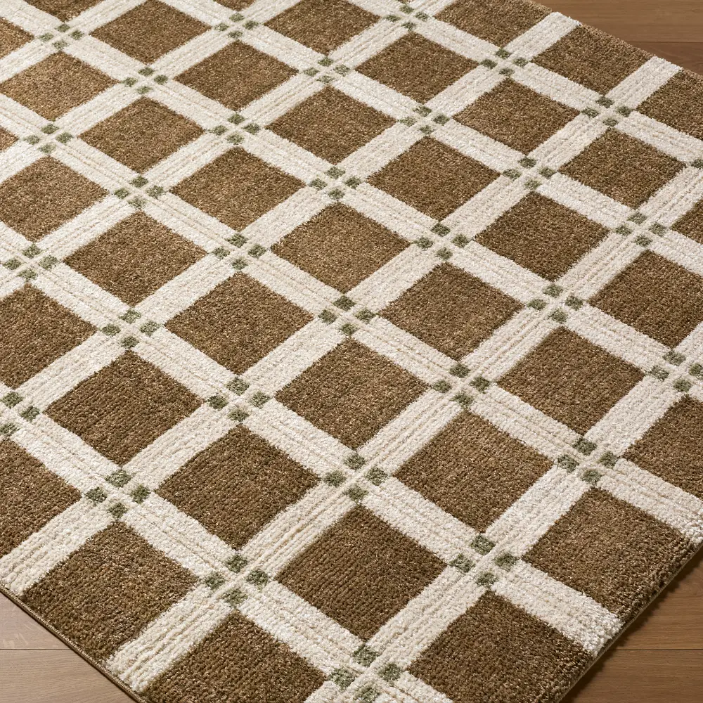 La Luna Modern Green Off-White Grey Brown Graphic Living Dining Bedroom Rug LUU2306 - Image 3