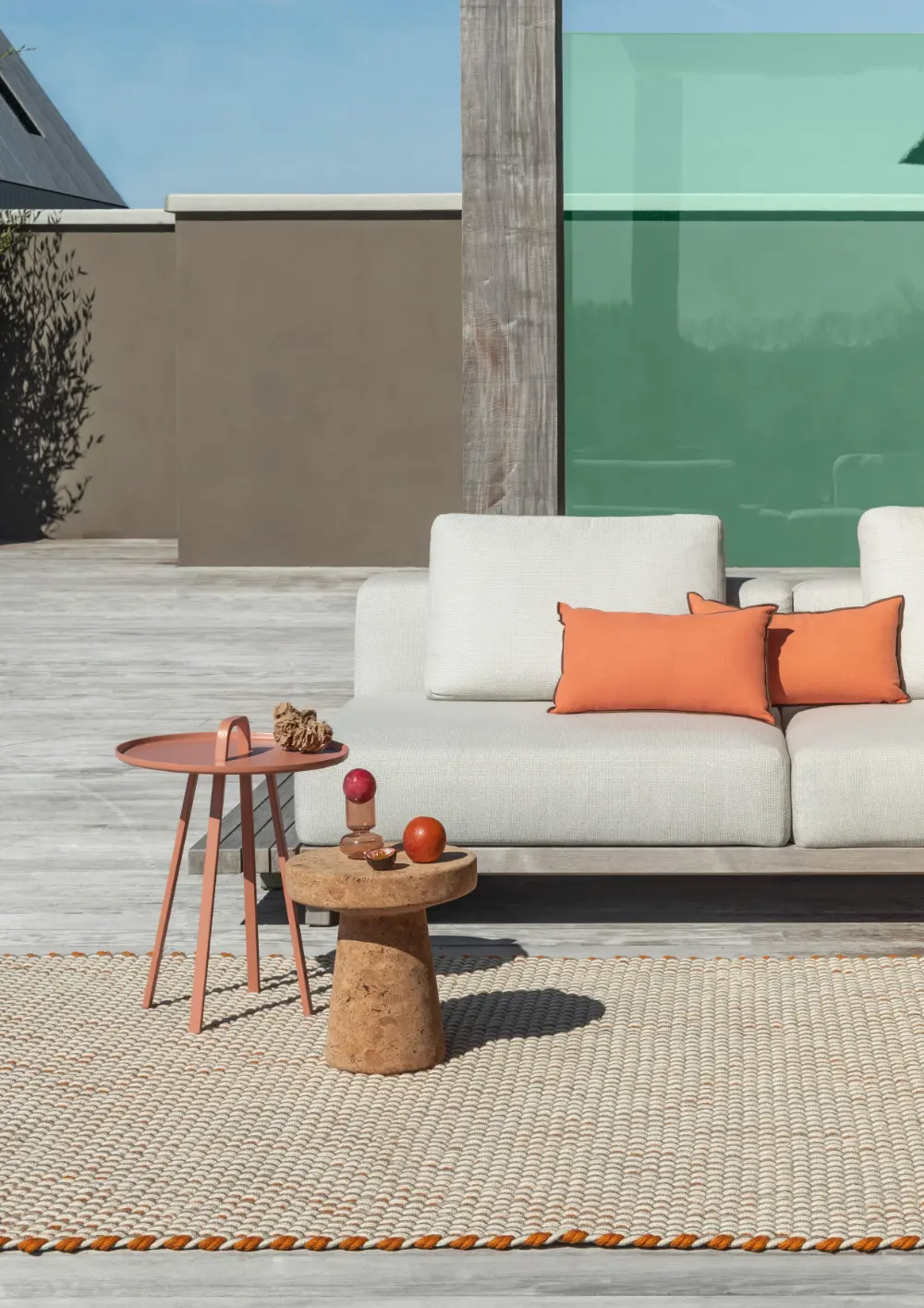 Lace Tri-colore White/Sand/Mango outdoor 496901 Rug - Image 2