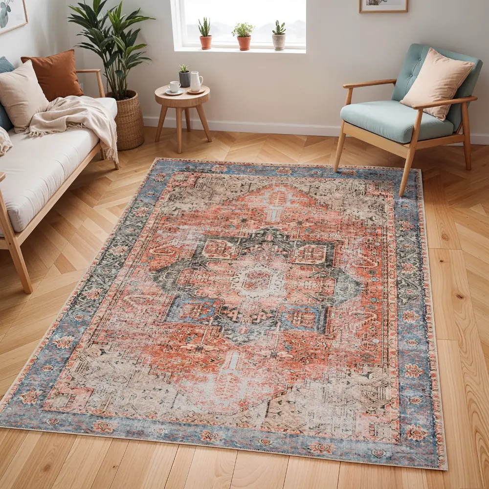 Lana Machine Washable Traditionnal Boho Brown/Tan/Ivory Rug - Image 10