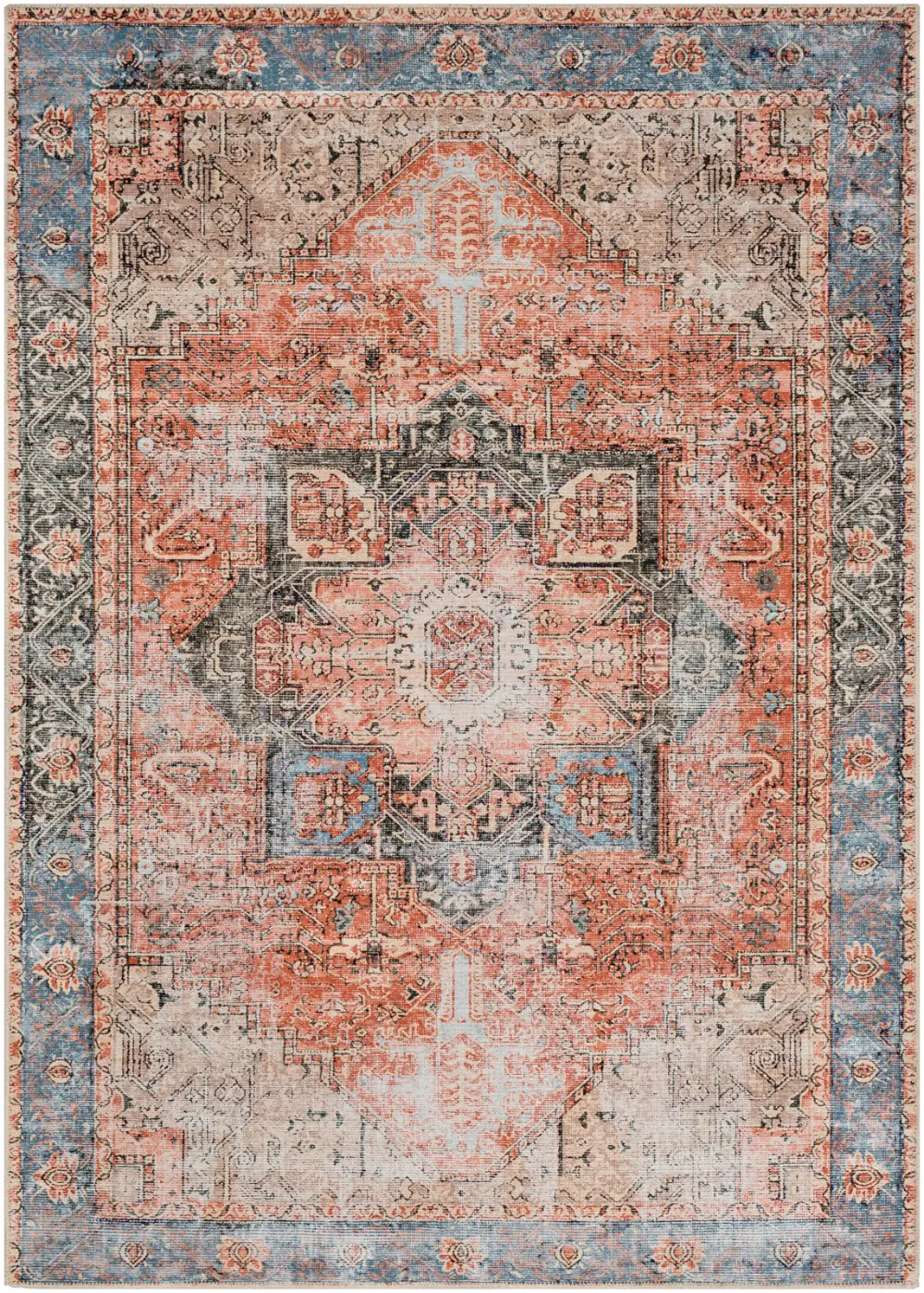 Lana Machine Washable Traditionnal Boho Brown/Tan/Ivory Rug - Image 11