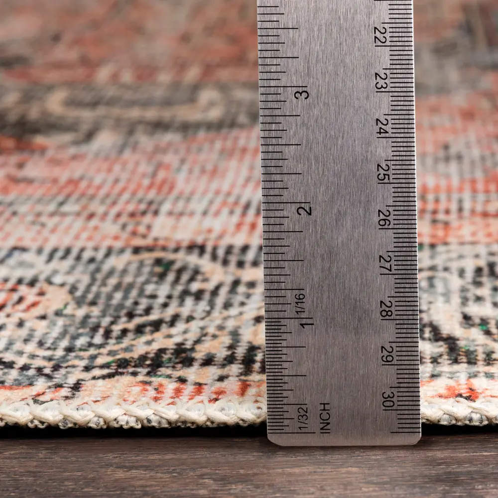 Lana Machine Washable Traditionnal Boho Brown/Tan/Ivory Rug - Image 4