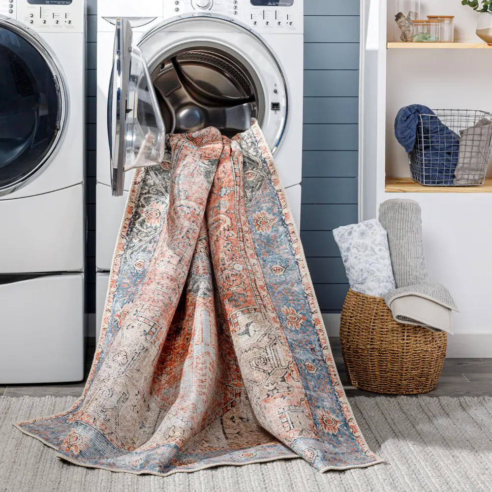 Lana Machine Washable Traditionnal Boho Brown/Tan/Ivory Rug - Image 5