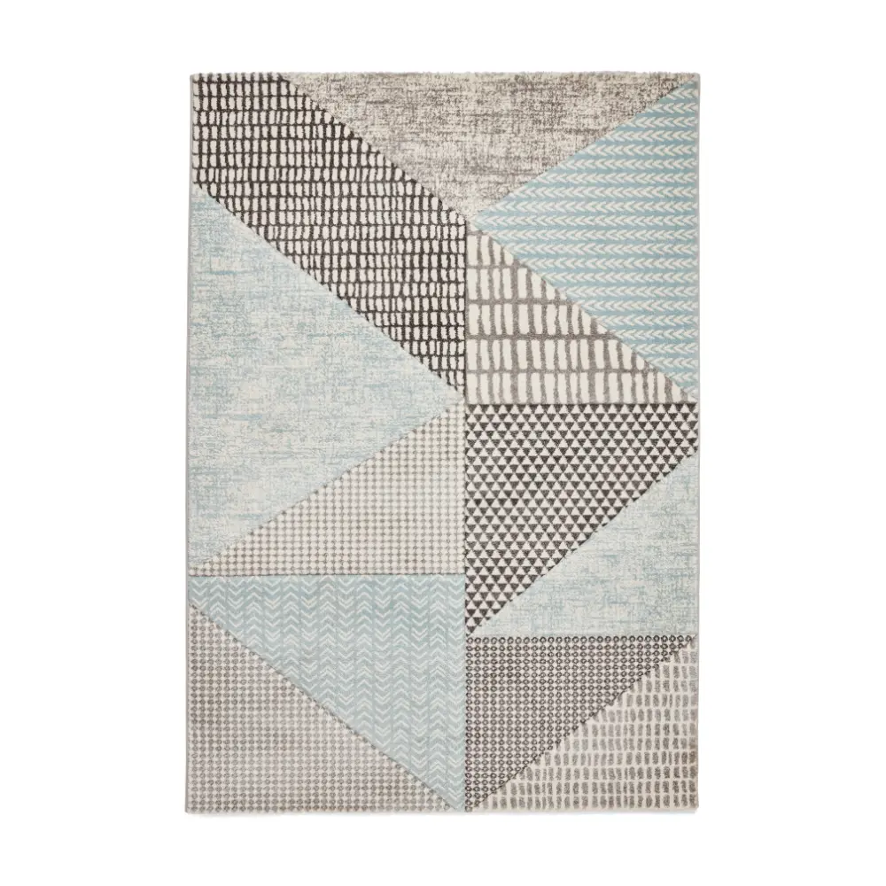Catherine Lansfield Larsson Geo Blue/Grey - Washable - Image 7