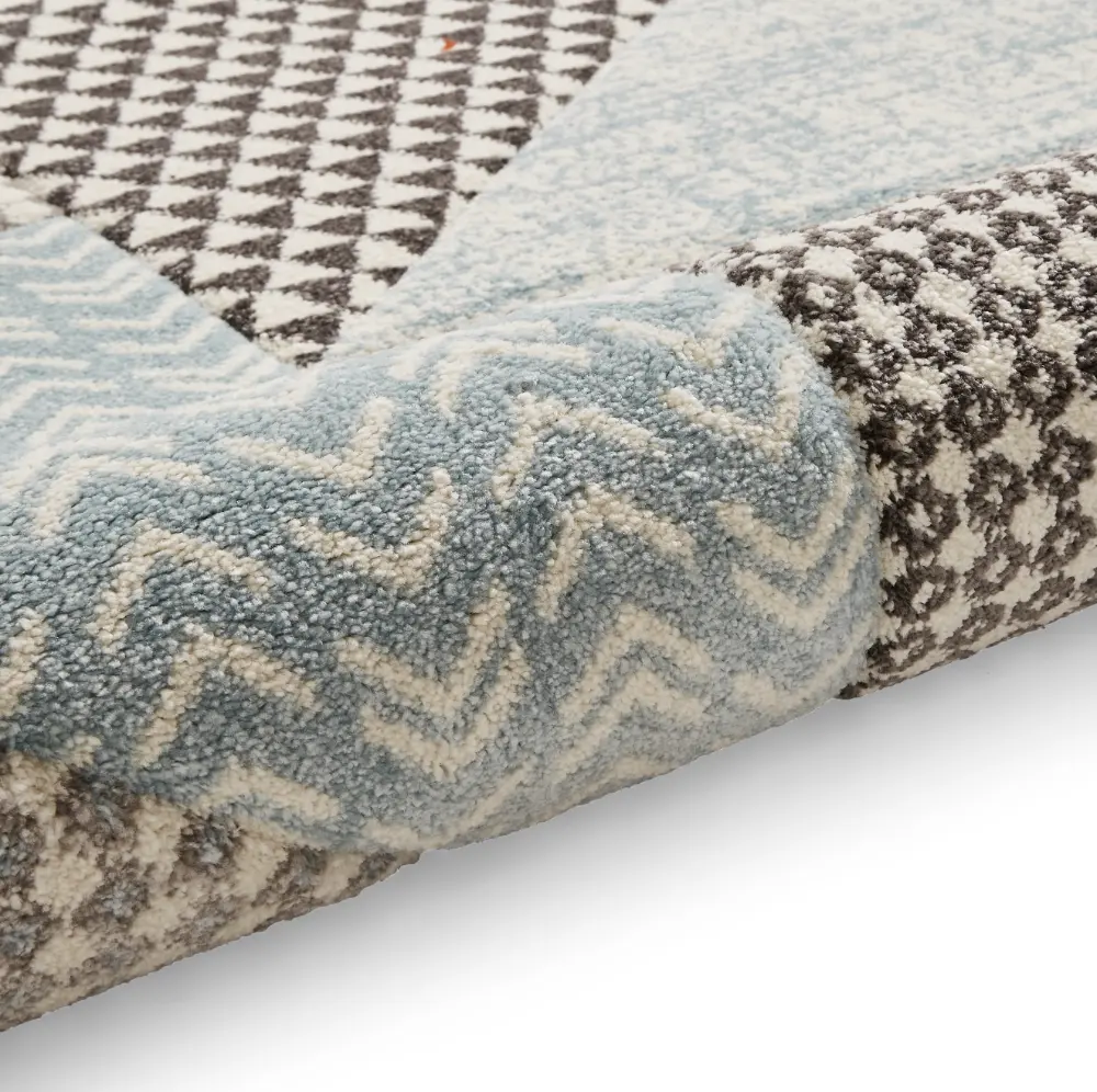 Catherine Lansfield Larsson Geo Blue/Grey - Washable - Image 9