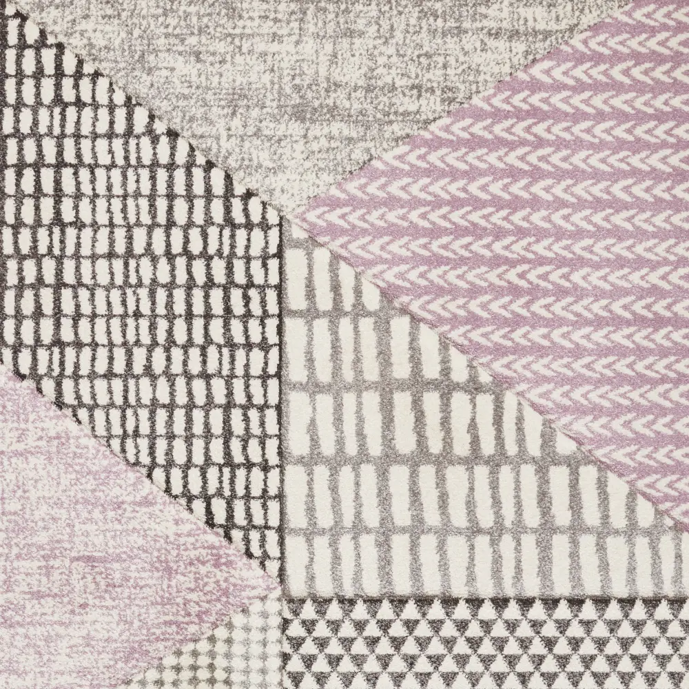 Catherine Lansfield Larsson Geo Lilac/Grey - Washable - Image 5
