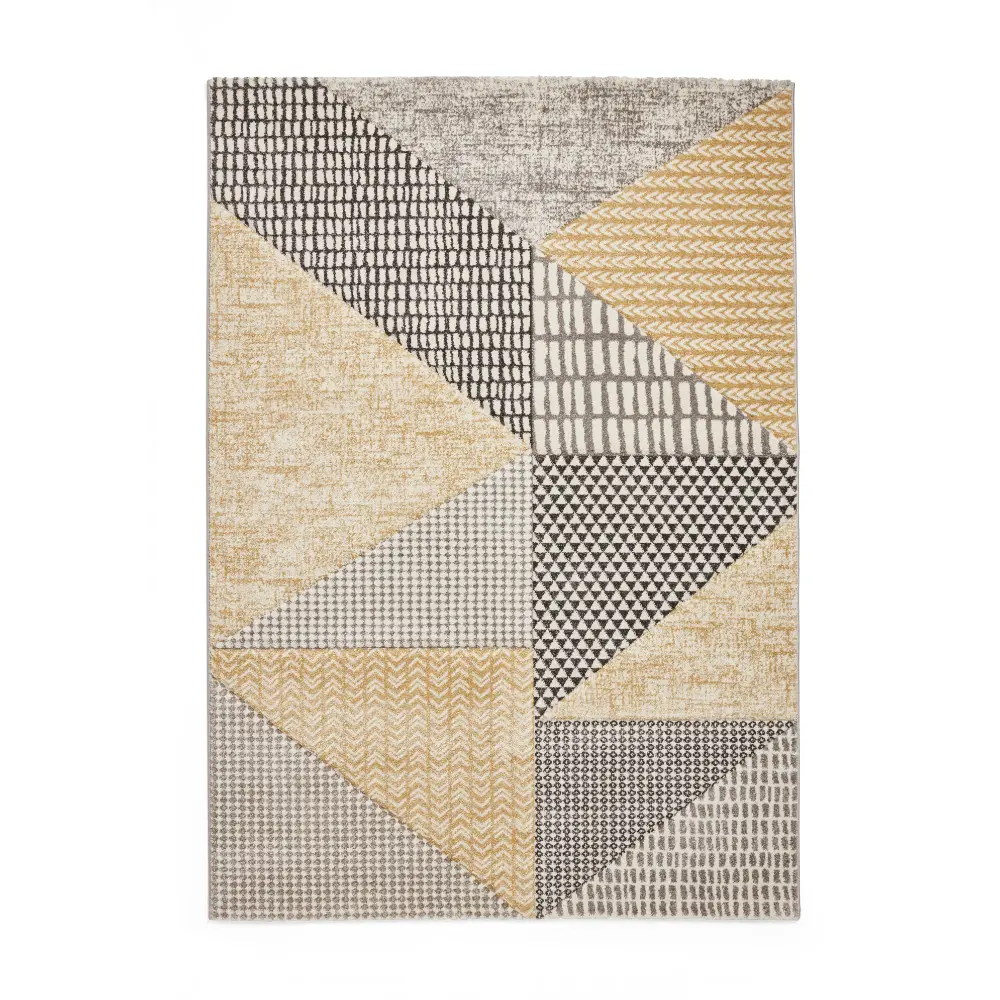Catherine Lansfield Larsson Geo Ochre/Grey - Washable - Image 6