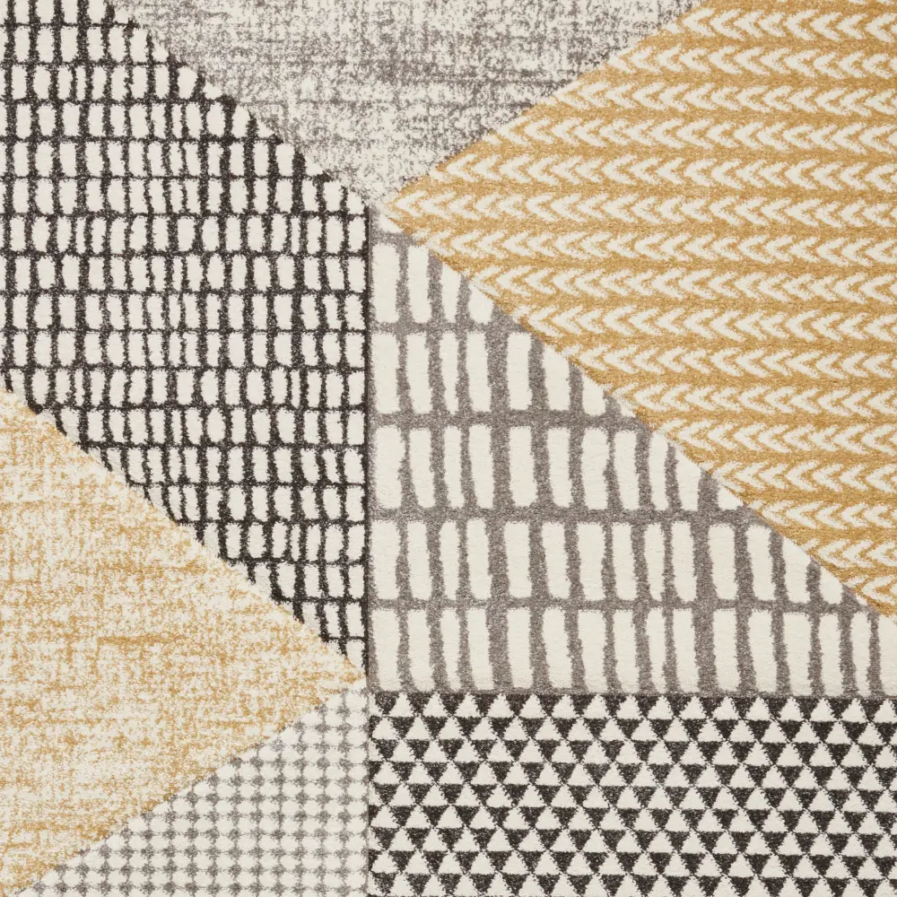 Catherine Lansfield Larsson Geo Ochre/Grey - Washable - Image 9