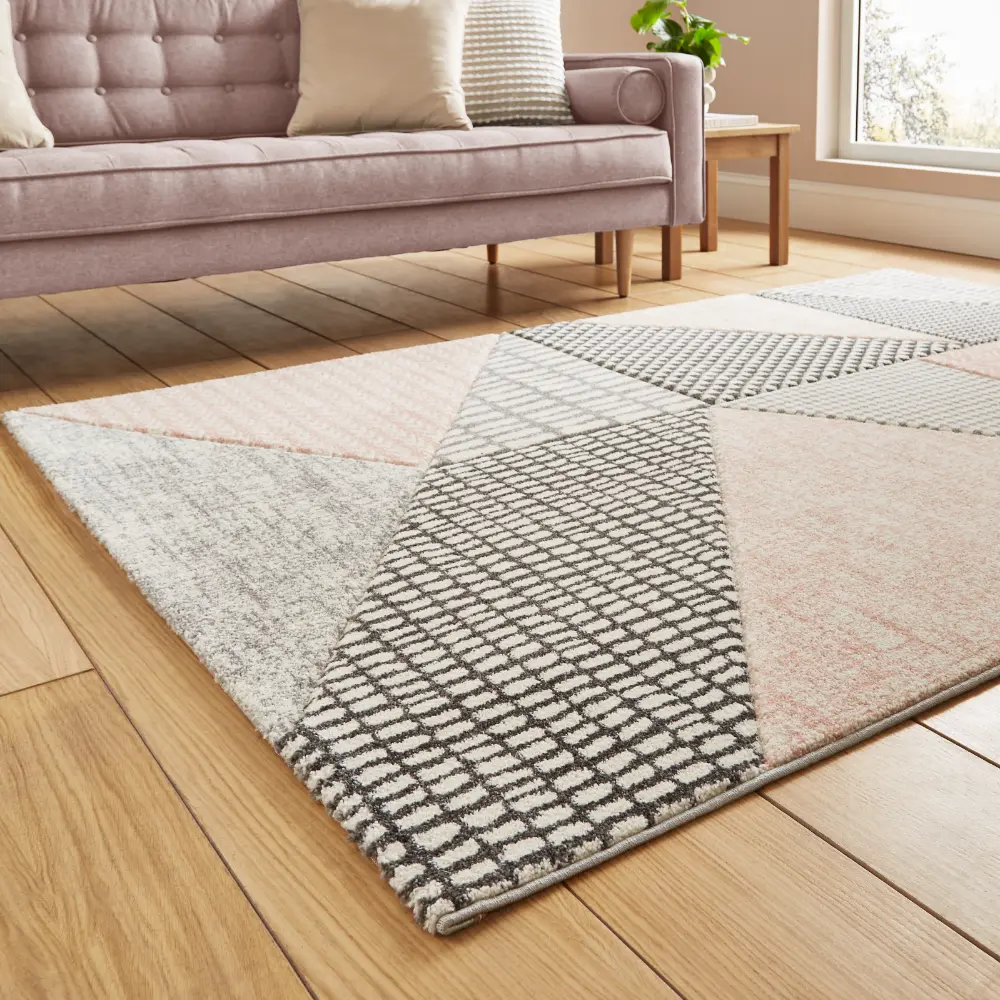 Catherine Lansfield Larsson Geo Rose/Grey - Washable