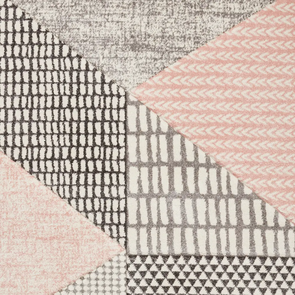 Catherine Lansfield Larsson Geo Rose/Grey - Washable - Image 5