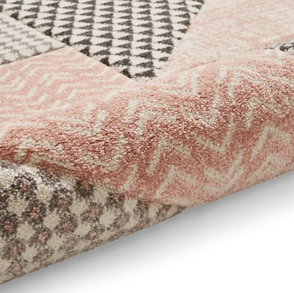 Catherine Lansfield Larsson Geo Rose/Grey - Washable - Image 7