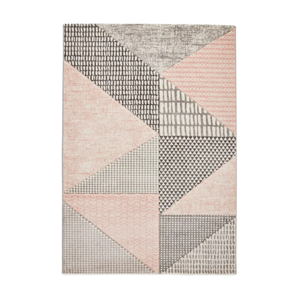 Catherine Lansfield Larsson Geo Rose/Grey - Washable - Image 8