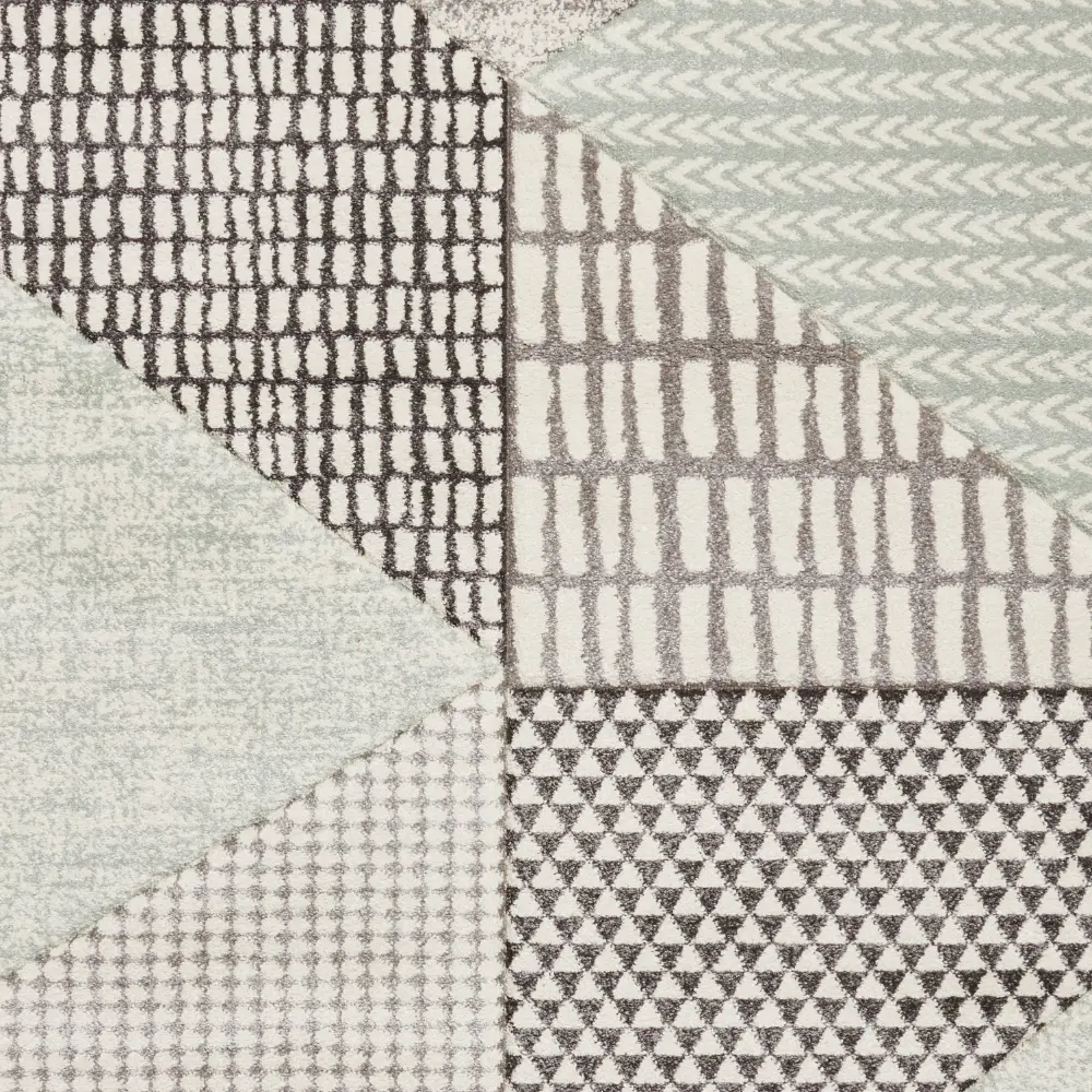 Catherine Lansfield Larsson Geo Sage Green/Grey - Washable - Image 5