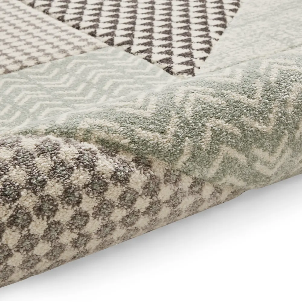 Catherine Lansfield Larsson Geo Sage Green/Grey - Washable - Image 8
