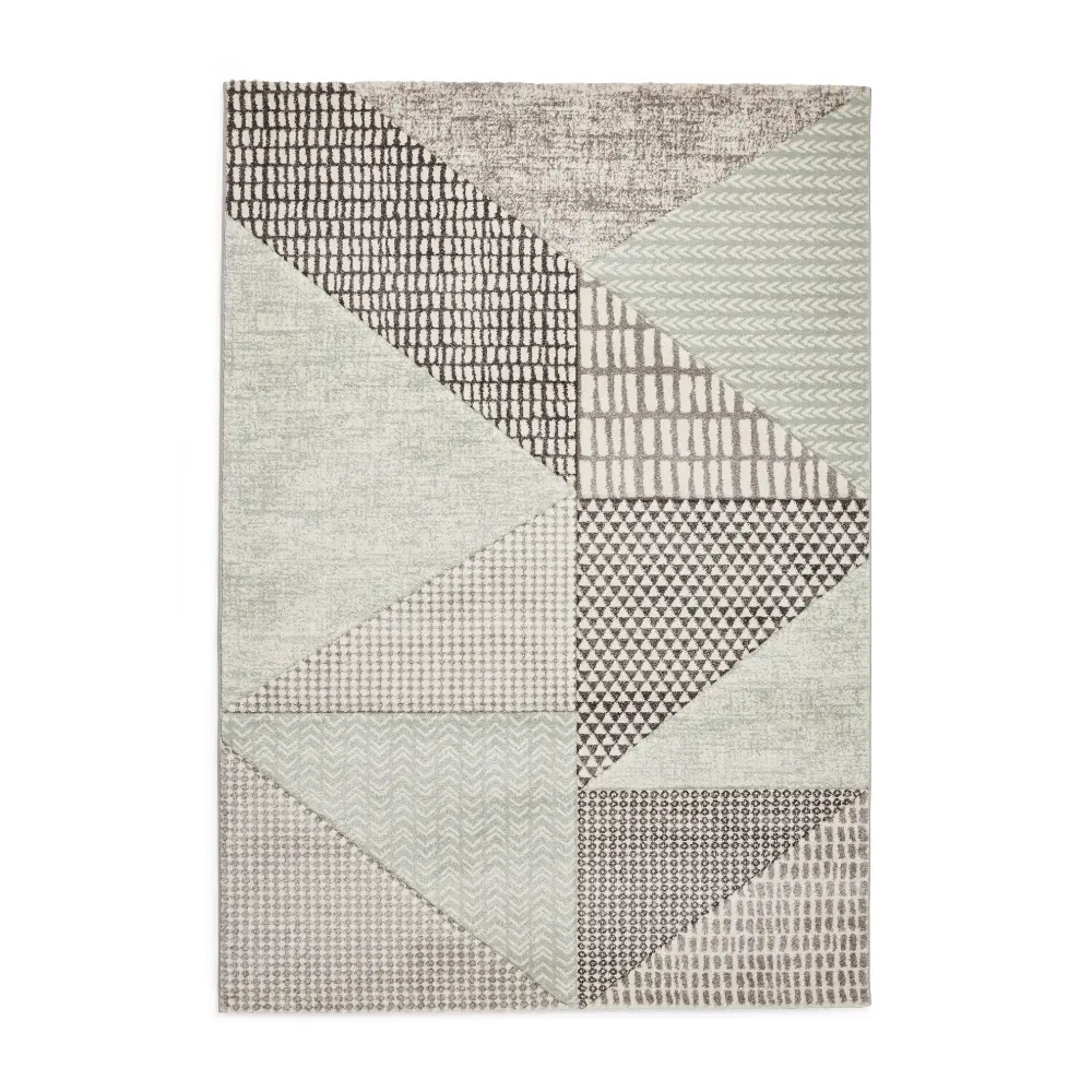 Catherine Lansfield Larsson Geo Sage Green/Grey - Washable - Image 9