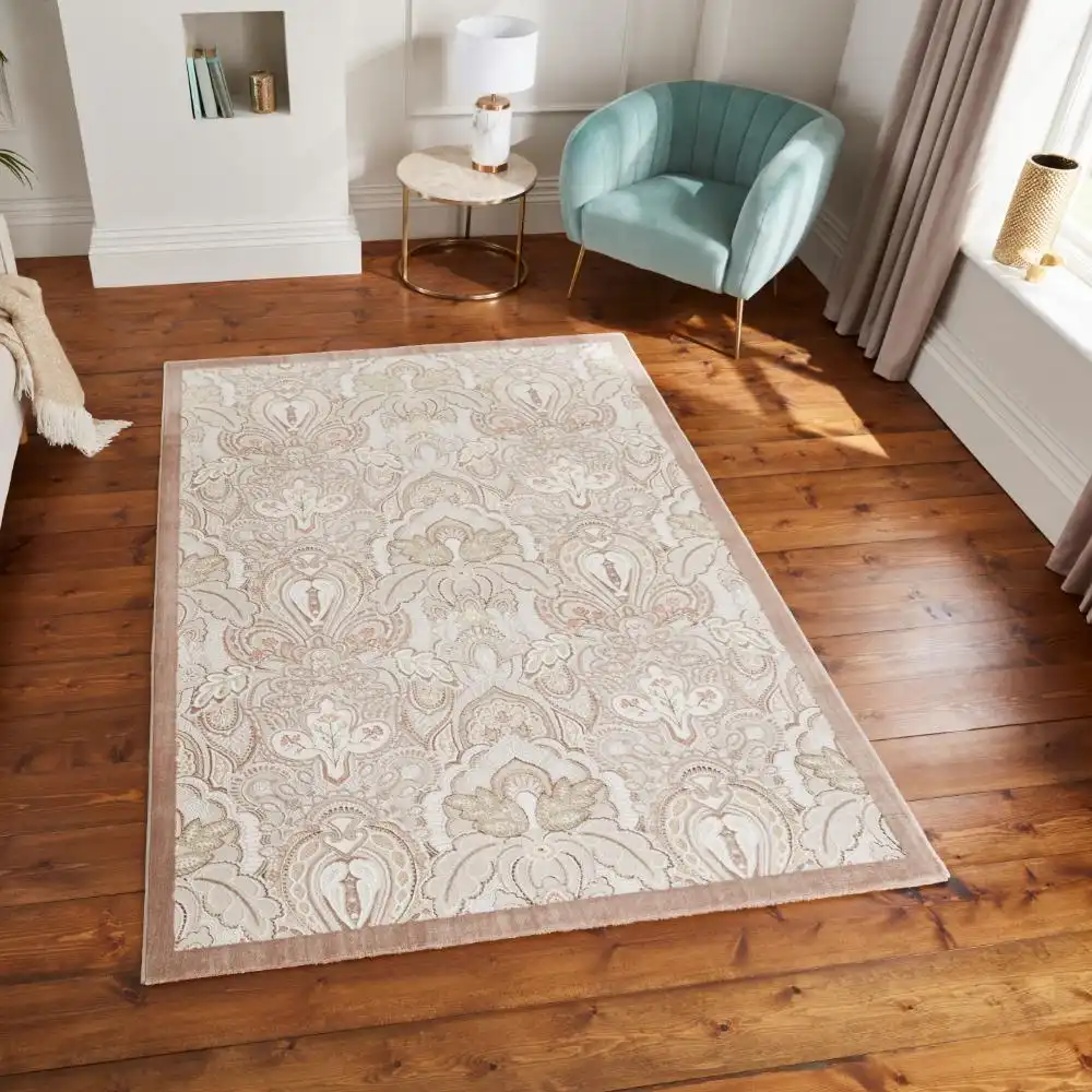 Laurence Llewelyn-Bowen Damask Bronze Rug - Image 3